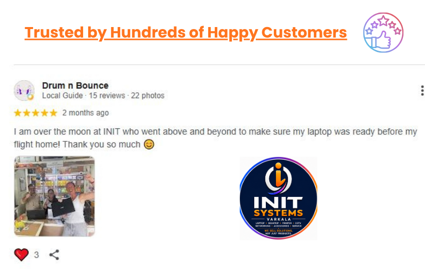 Google review for INIT SYSTEMS from Drum n Bounce